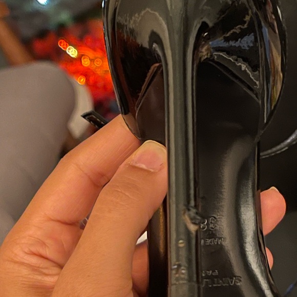 SAINT LAURENT AMBER PATENT LEATHER HEEL - Picture 6 of 13